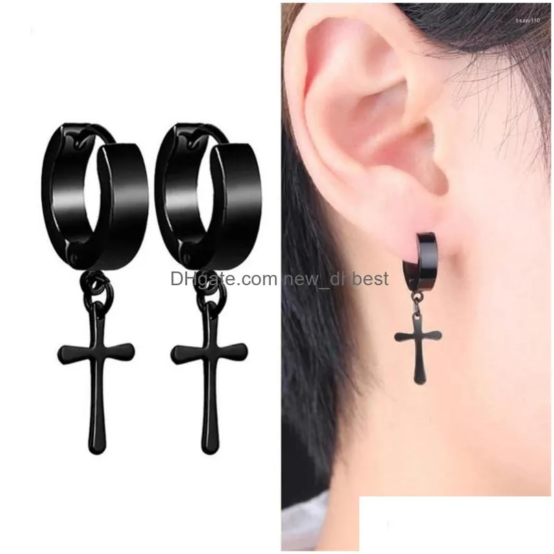 backs earrings 1pcs stainless steel buckle for men jewelry gifts titanium punk cross party date male fashion