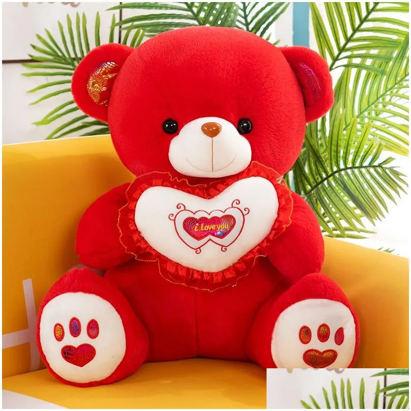 30cm teddy bear stuffed plush toy holding love heart soft gift for valentine day birthday girls xmas brinquedos