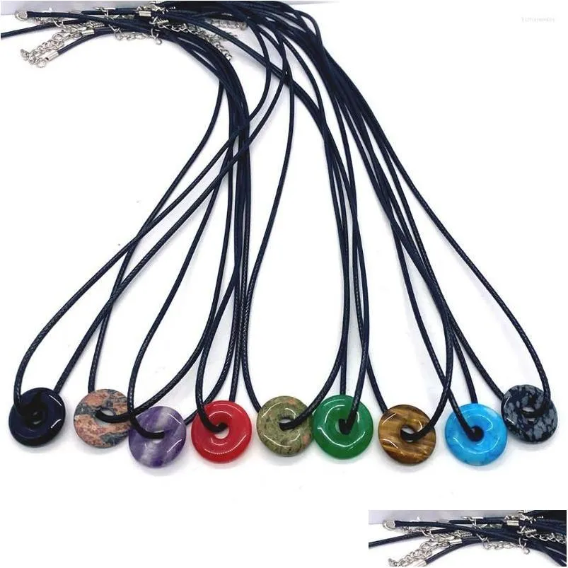 pendant necklaces natural stone pendants necklace opal amethyst crystal quartz agate safety buckle amulet adjustable rope jewelry