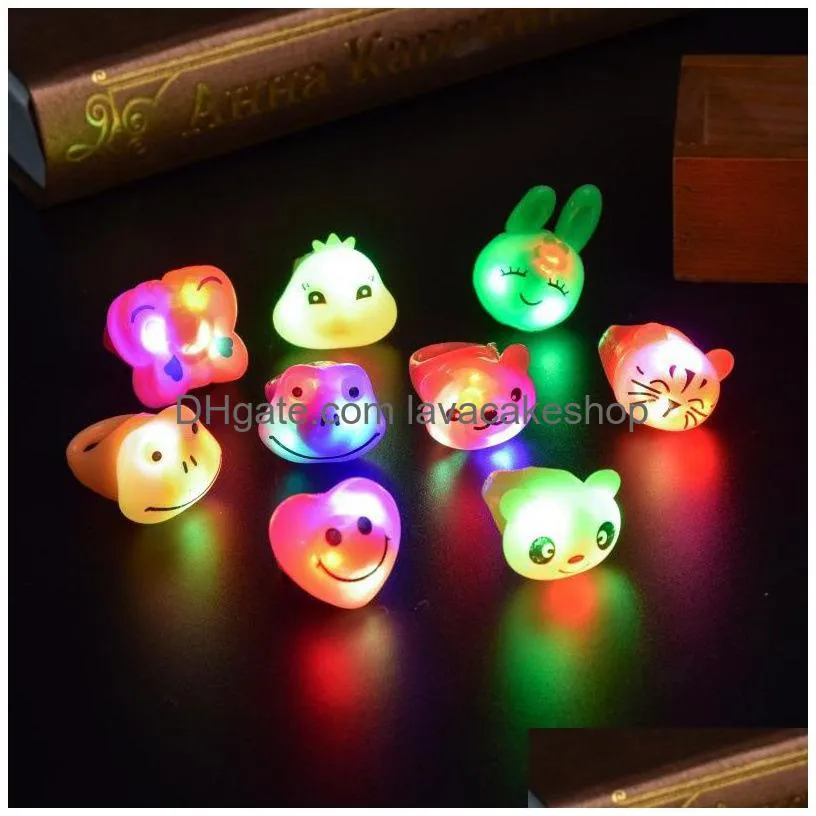 3d halloween light up ring toys cartoon finger glowing fun toys for kids adults party event favors