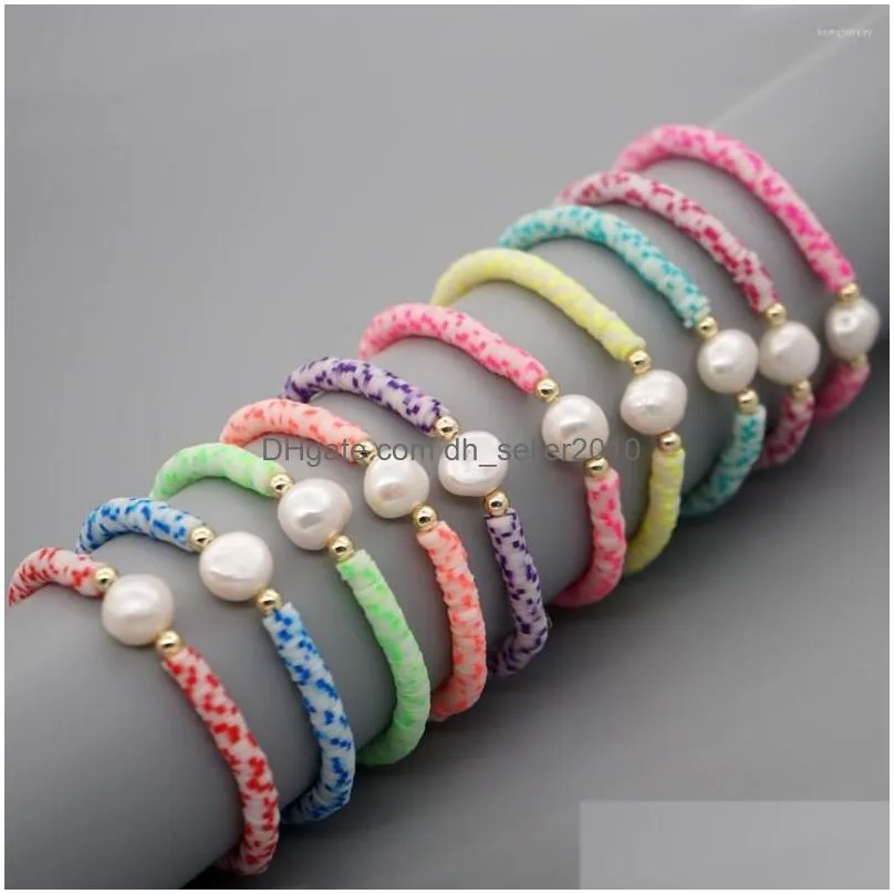strand go2boho vinyl heishi disc beads bracelets for women bracelet mujer moda fashion summer beach real pearl handmade stretch