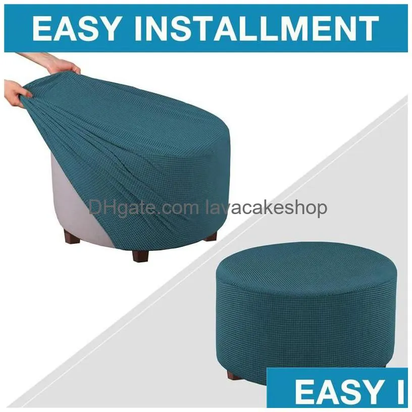chair covers elastic round ottoman slipcover footstool protector removable washable stretch storage sofa foot cover for living room