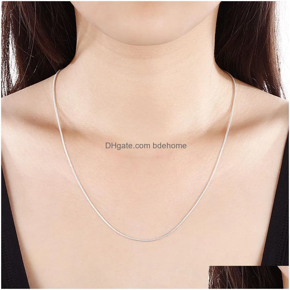 wholesale 2016 silver necklace1mm 16 18 20 22 24 inches lobster clasp silver snake chain necklace for women men statement necklace