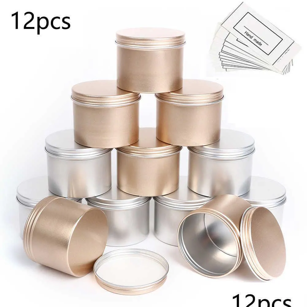 12pcs 100ml round empty aluminum tin jar tea package box can sundry ktichen storage pot gold silver black metal containers