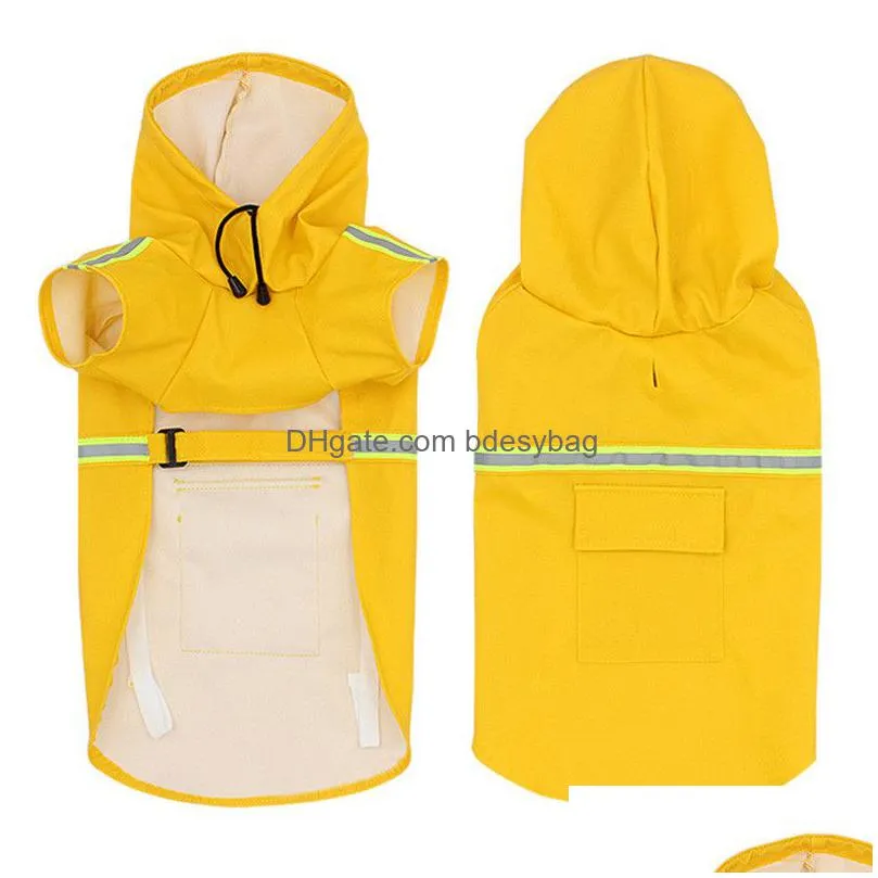 pet waterproof raincoat s/m/l/xl/2xl/3xl/4xl/5xl reflective belt hoody waterproof and snowproof dog clothes