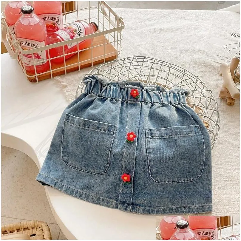 shorts cotton jeans for girls a line skirt spring and summer baby denim childrens casual princess 230524