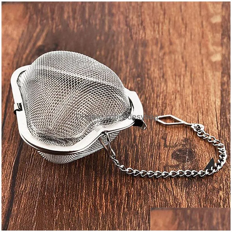 stainless steel tea infuser heart shape locking tea leaf spice strainer tea mesh filter kitchen accessories tools