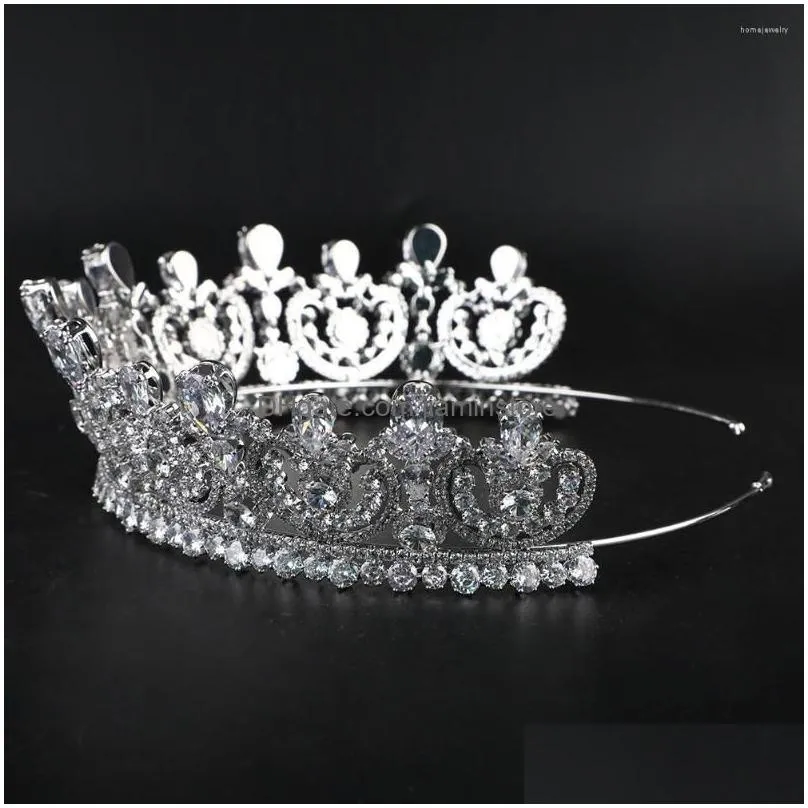 hair clips luxury 3a cubic zircon lengthen crown retro court noble style bride tiaras bridal jewelry accessories hq0705