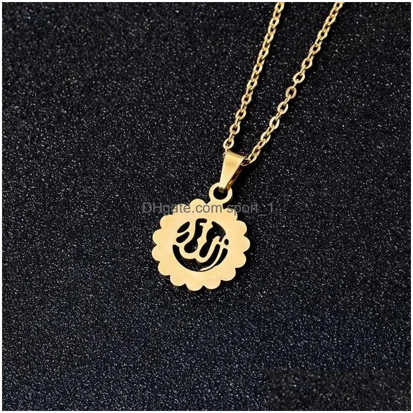 pendant necklaces middle east arabia muslim necklace stainless steel gold colors women islamic religious jewerly gift