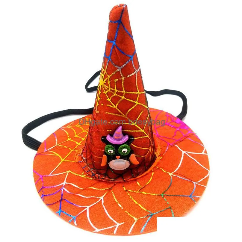 halloween pets hat black orange flower pumpkin witch dog cat halloween party decorative hat adjustable puppy hat ornament