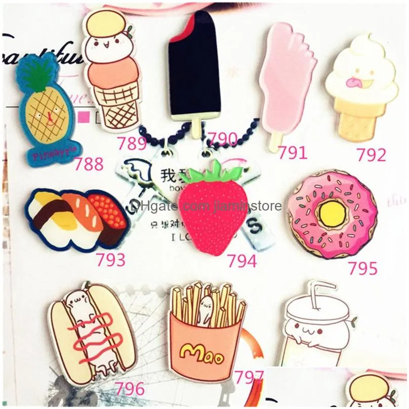 wholesale 1pc harajuku cute acrylic sushi donuts cherry brooch pin women girls badge scarf collar bag broche souvenir gifts party