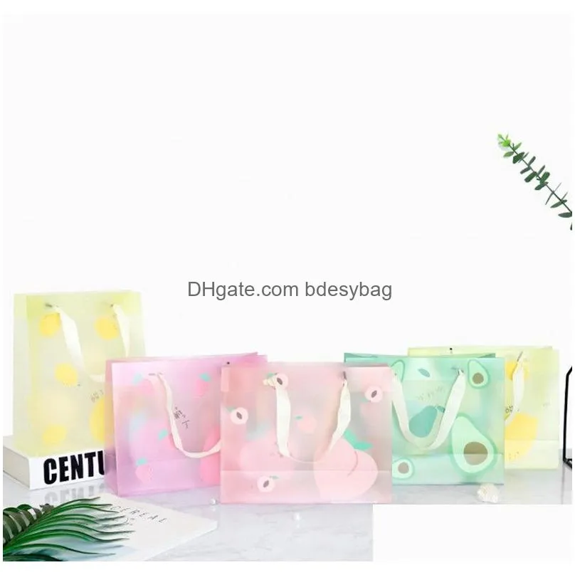 pvc gift bag cartoon fruit printed translucent shopping tote bag wedding birthday party gift favor bag