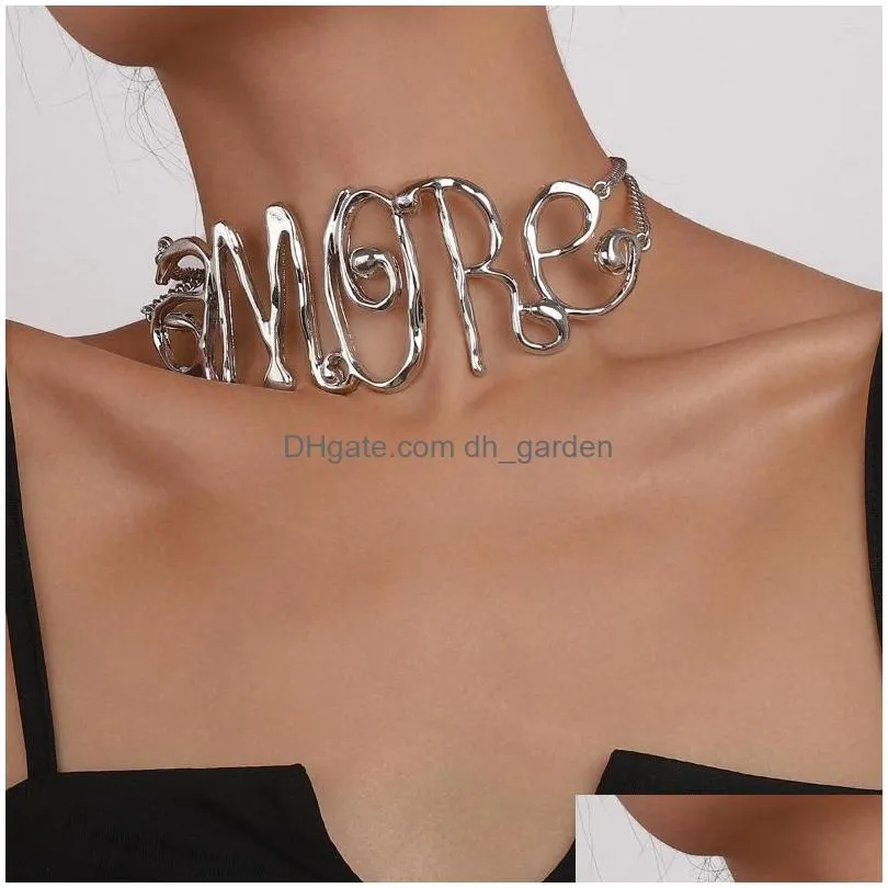choker ingemark exaggerated cool hollow out letter torques necklaces for women heavy metal chain jewelry bijoux steampunk men