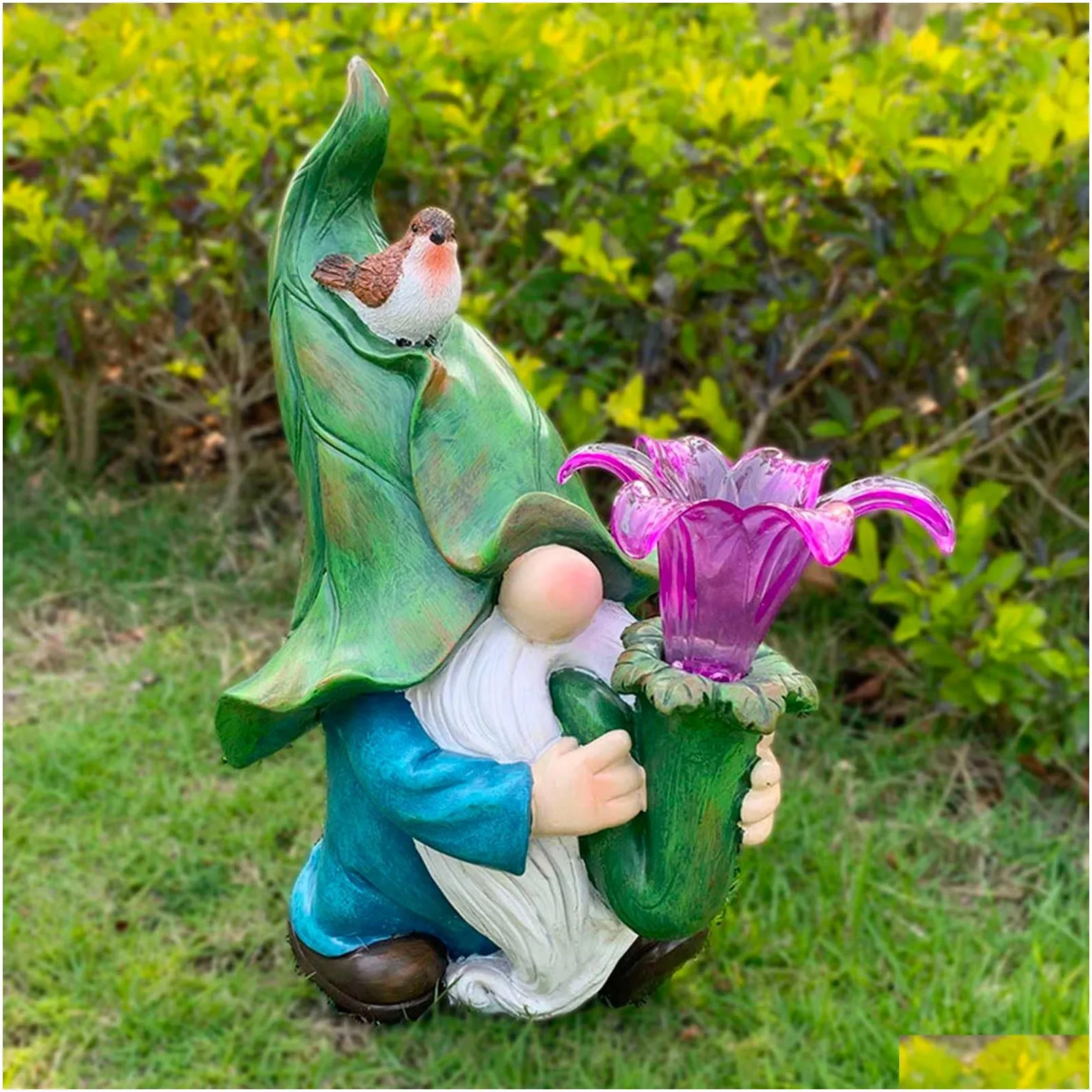 arts crafts funny naughty resin with solar led light garden dwarf statue decoration villa home decoartion