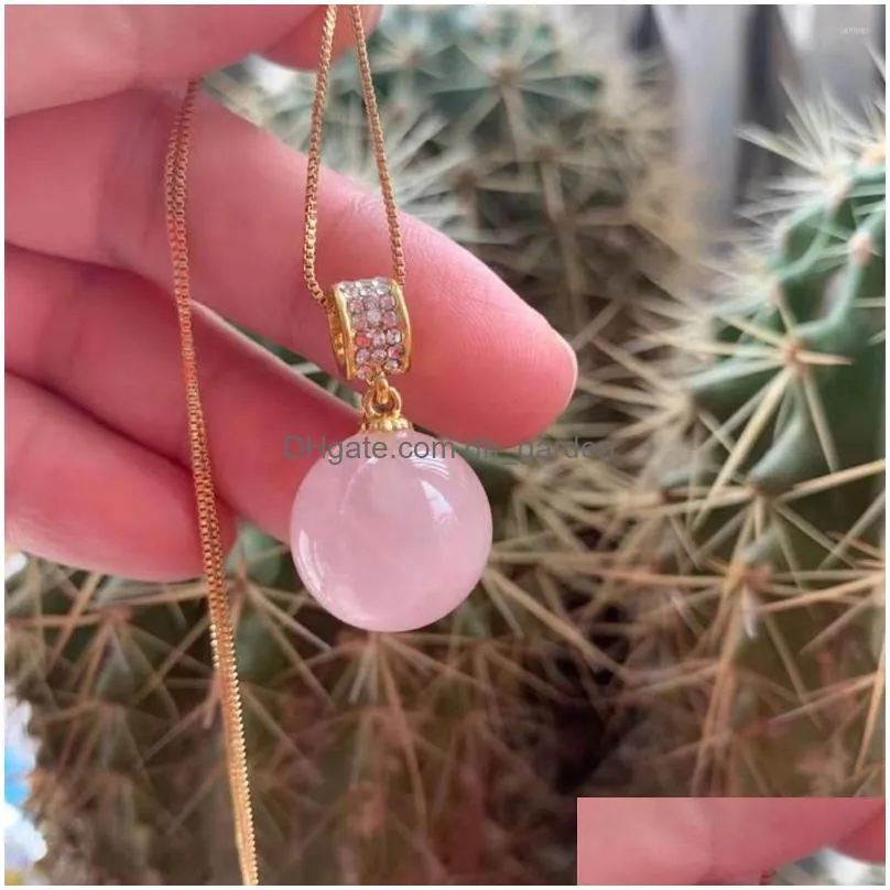 pendant necklaces natural pink crystal beads necklace charm gem accessories for diy jewelry making