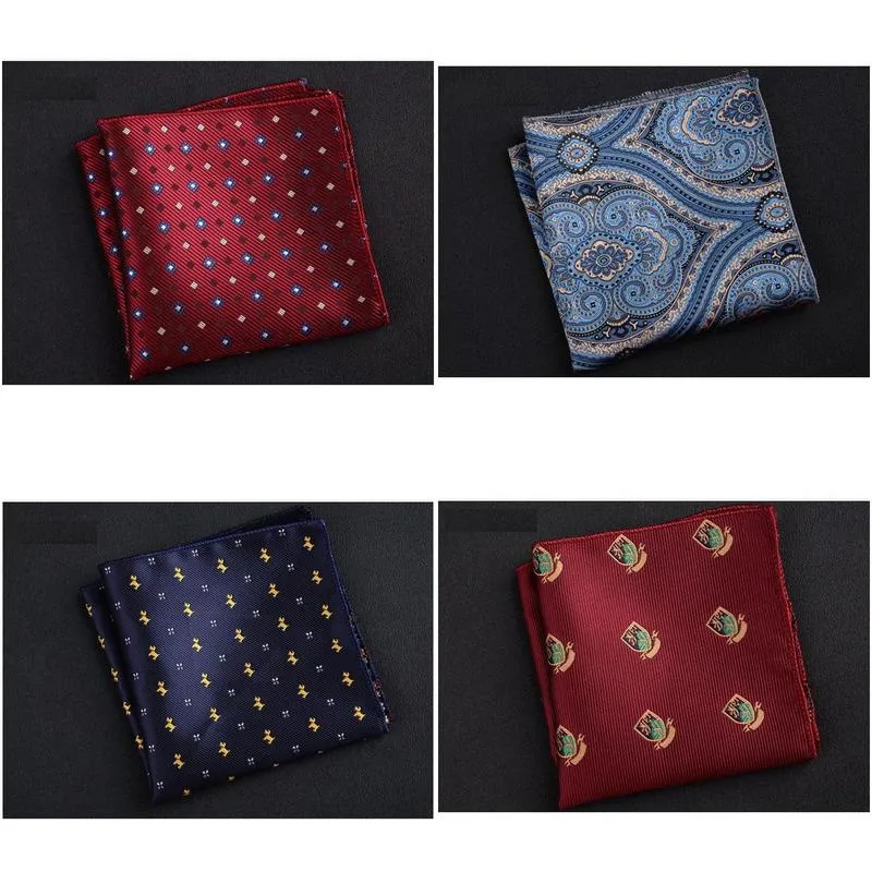 luxury men handkerchief polka dot striped floral printed hankies polyester hanky business pocket square chest towel 23x23cm