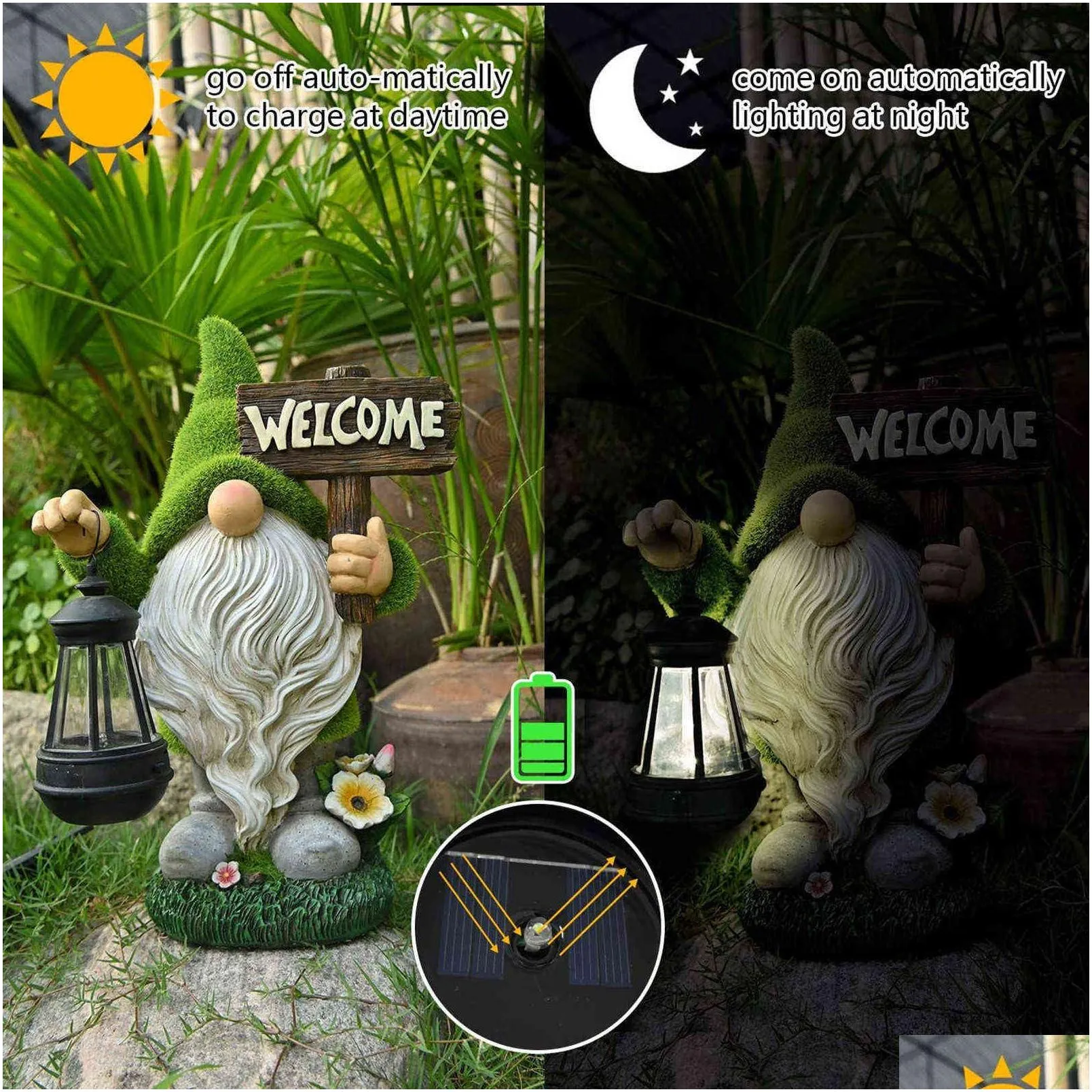 arts crafts funny naughty resin with solar led light garden dwarf statue decoration villa home decoartion