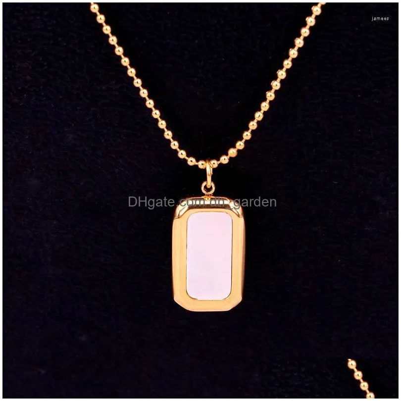 pendant necklaces korean style stainless steel english letter shell square scriptures necklace rose gold color women female party gift