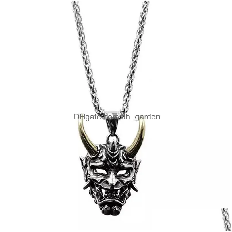 pendant necklaces exquisite gothic ghost mask necklace mens classic retro punk hip hop rock jewelry halloween gift dz664