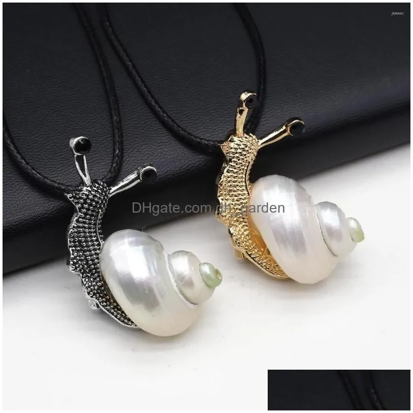 pendant necklaces 1pc natural shell necklace silvery snail 60 5cm long rope chains white animal charms for women jewelry