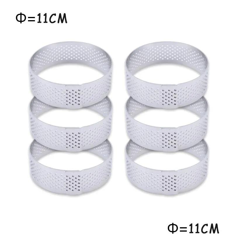 3/6pcs circular tart ring french dessert stainless steel perforation fruit pie quiche cake mousse mold kitchen baking mould