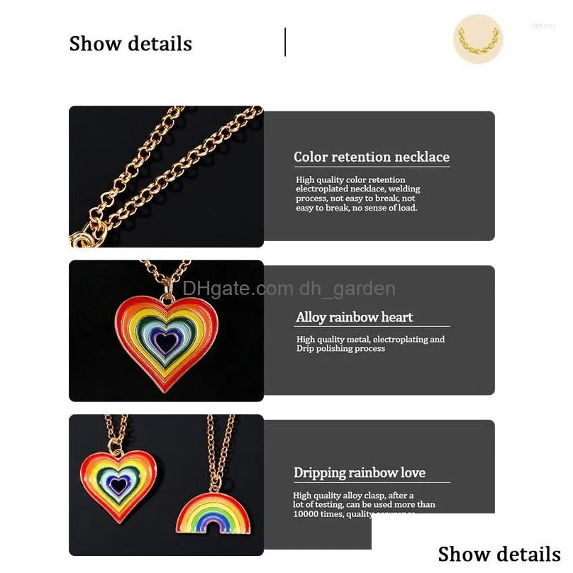 pendant necklaces drip alloy rainbow heart necklace accessories fashion metal jewelry high quality do not fade easily