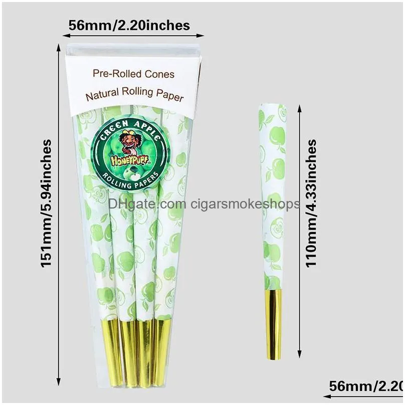 honeypuff pre rolled cones note paper with tips 110mm rolling suitable regular herb grinder