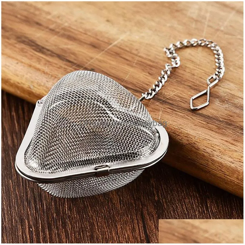 heart shaped mesh tea strainer stainless steel locking spice tea mesh infuser 6cm heart shape tea infuser