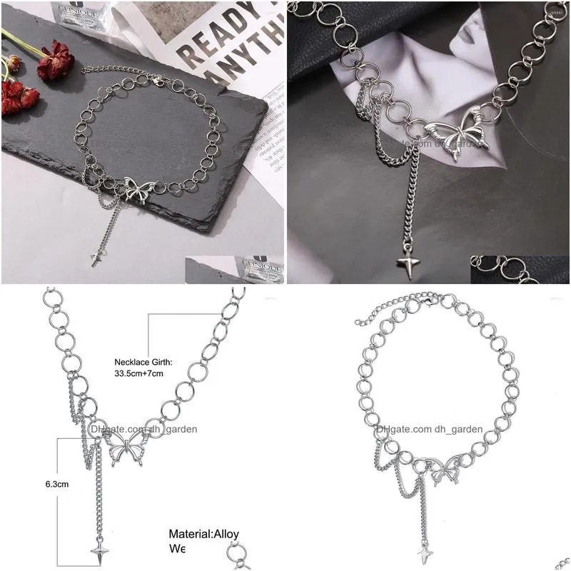 choker trendy moon star butterfly necklaces for women ladies silver color short circle chain chocker necklace jewelry collars
