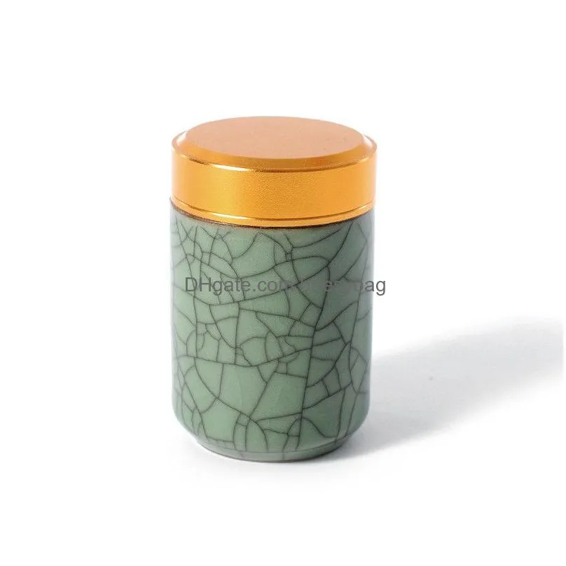 small ceramic tea caddy tea leaves container kung fu tea case coffee outdoor convenient storage jars