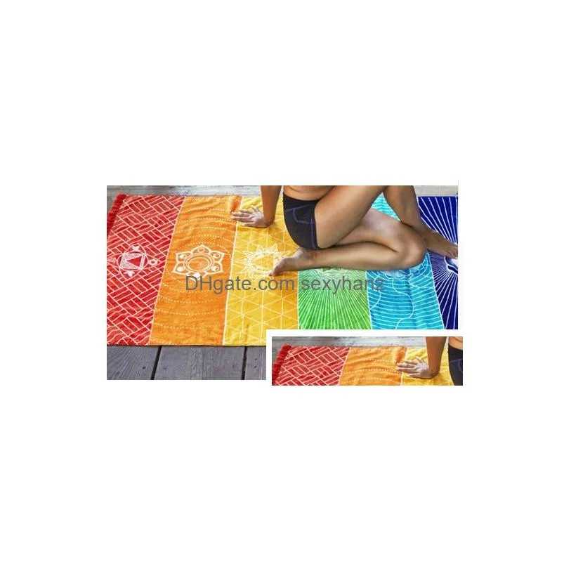 scarves wholesale rainbow stripes scarf bohemia wall hanging india mandala blanket 7 chakra colored tapestry summer boho beach towel yoga