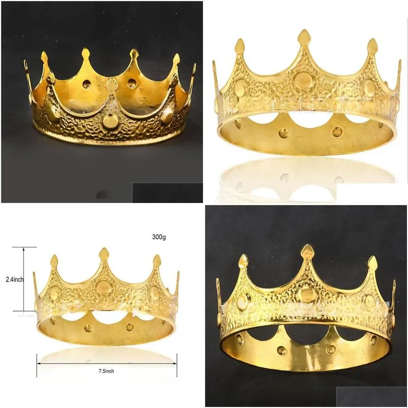 ts0314a european and american mens kings crown golden princes crown retro palace performance beauty pageant decoration queens birthday wear 