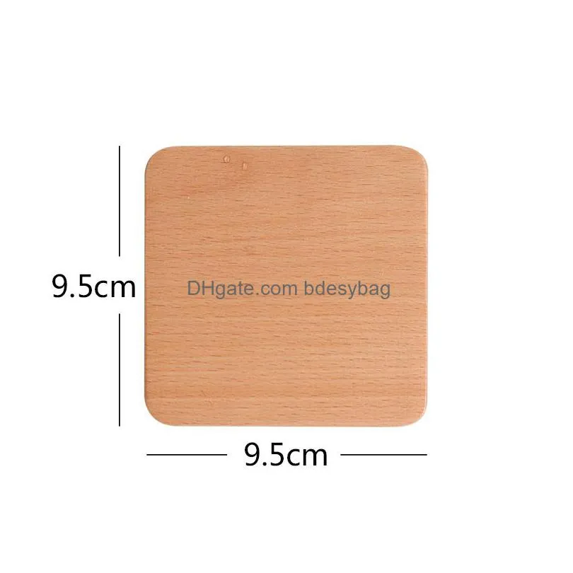 wood coaster square round mug coasters heat insulation cup mug placemat wooden drink coaster home accessory