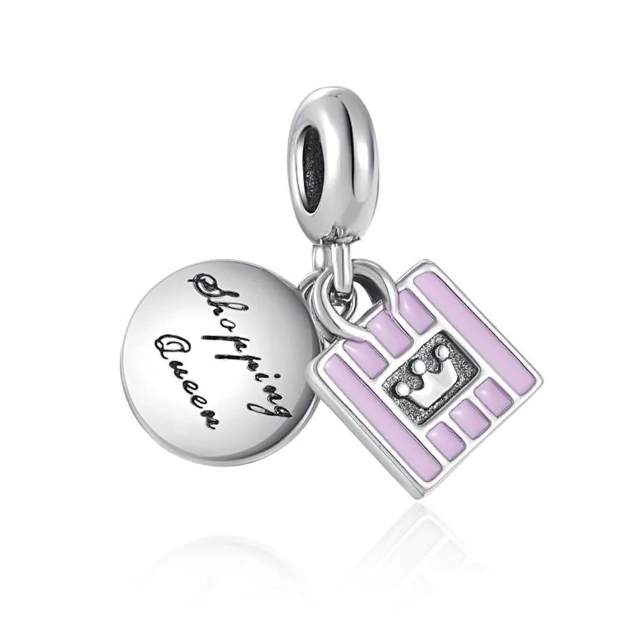  silver fashion bag series pendant amulet fit pandora original women bracelet diy fine dangle 925 jewelry suitcase bead charm