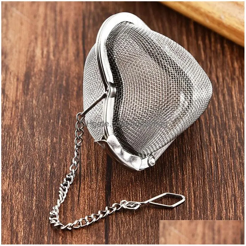 heart shaped mesh tea strainer stainless steel locking spice tea mesh infuser 6cm heart shape tea infuser