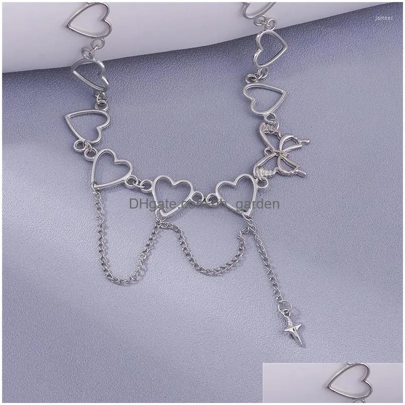 choker fashion heart necklace for women simple hip hop silver color butterfly short collar party jewelry trendy 2023