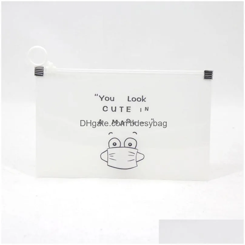 face mask storage bag cartoon printed plastic portable facemask holder masks storage pouch caja para guardar mascarillas