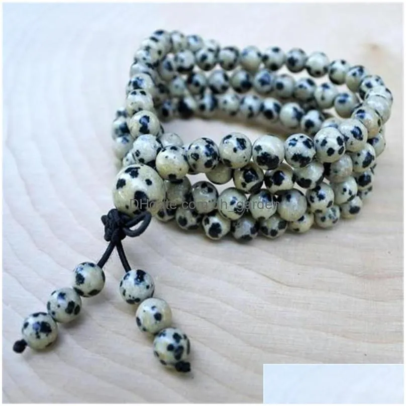 chains 6mm spotted stone 108 beads handmade tassel necklace bracelet tibetan buddhism prayer religious