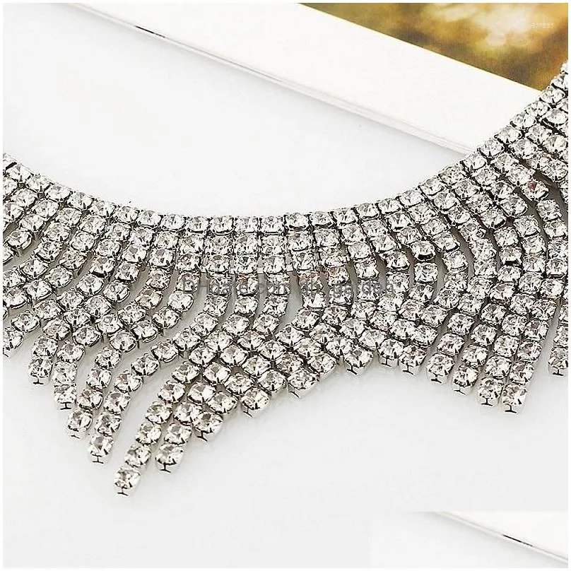 choker luxury crystal necklace for women trendy rhinestone tassel jewelry party accessories collier femme gift