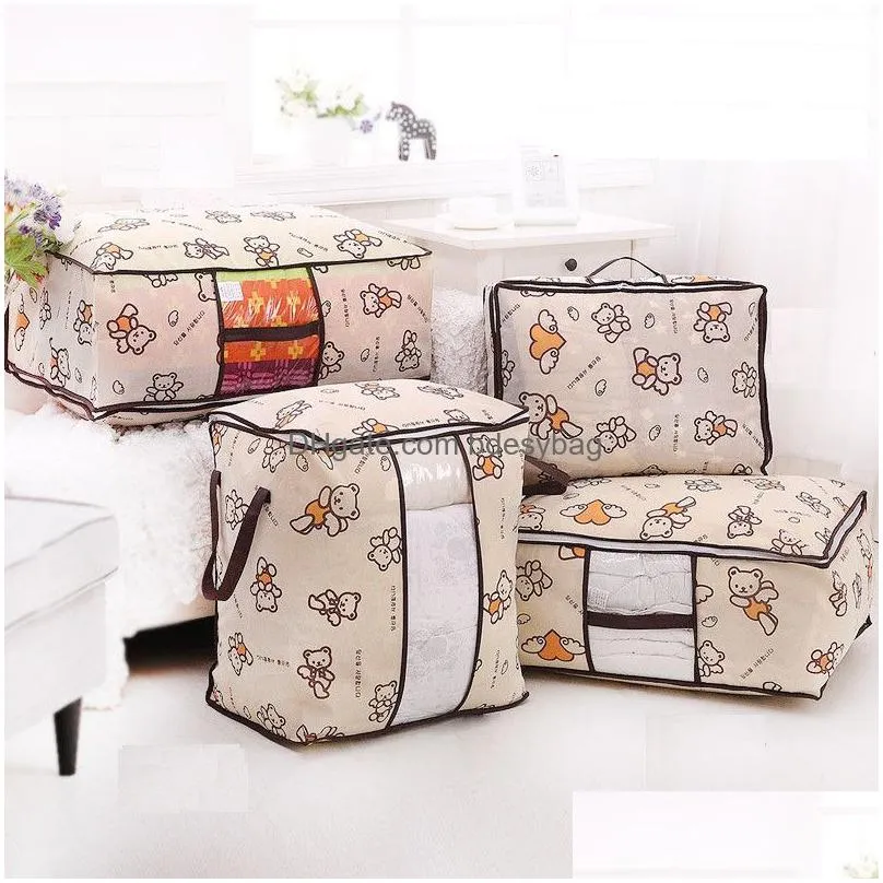 non woven storage bag cloth quilt dust proof bag moisture proof travel clothes luggage packing organizer s m l