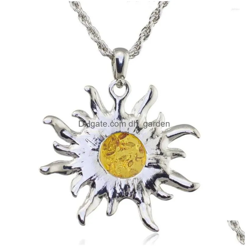 pendant necklaces fashion necklace chic baltic simulated honey sun lucky flossy exquisite jewelry l00301