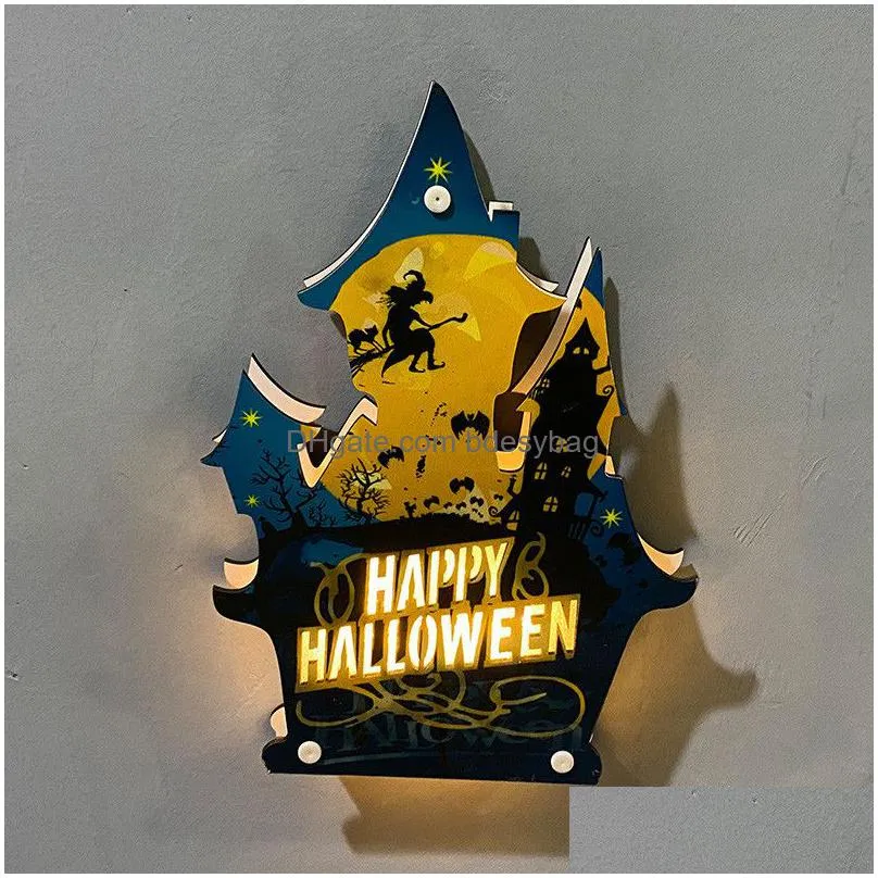 halloween atmosphere decorative light pumpkin castle bat ghost skull wall decorative ornaments happy halloween bar decor