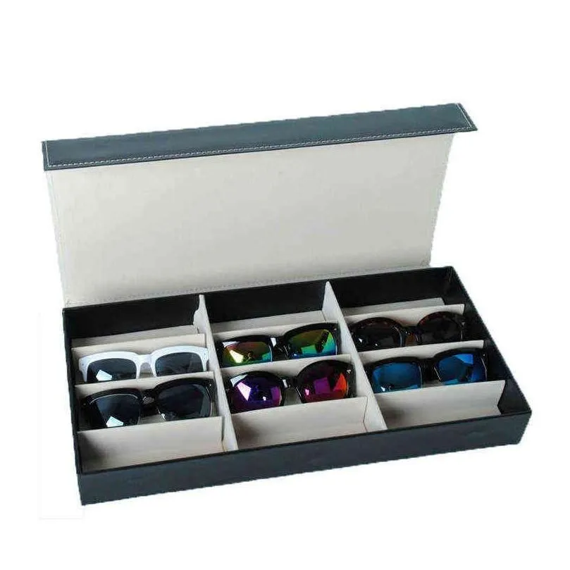 48x24x6cm 12 grid sunglasses storage box organizer glasses display case stand holder eyewear eyeglasses box sunglasses case h220505