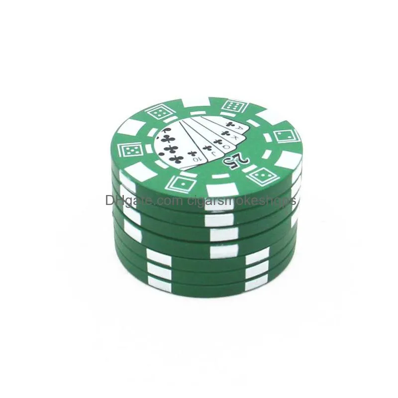 40x26mm herb grinder poker chip style cigarette smoking machine 3layer manual plastic grinder smoke accessory tobacco crusher