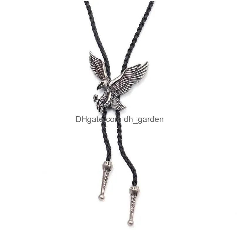 pendant necklaces exquisite flying  necklace long black adjustable braided rope choker vintage punk hiphop male jewelry