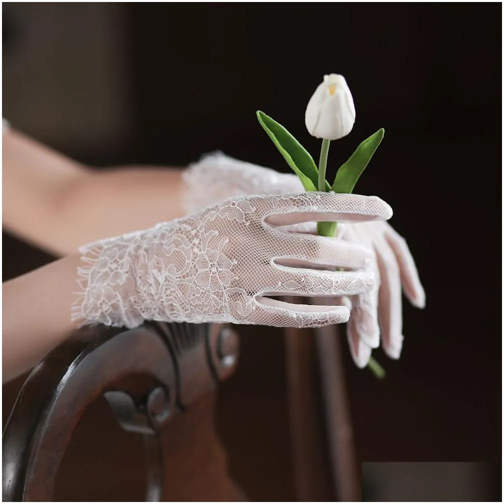 st0023a wedding gloves short white high grade eyelash lace bridal wedding dress p ography dress accessories