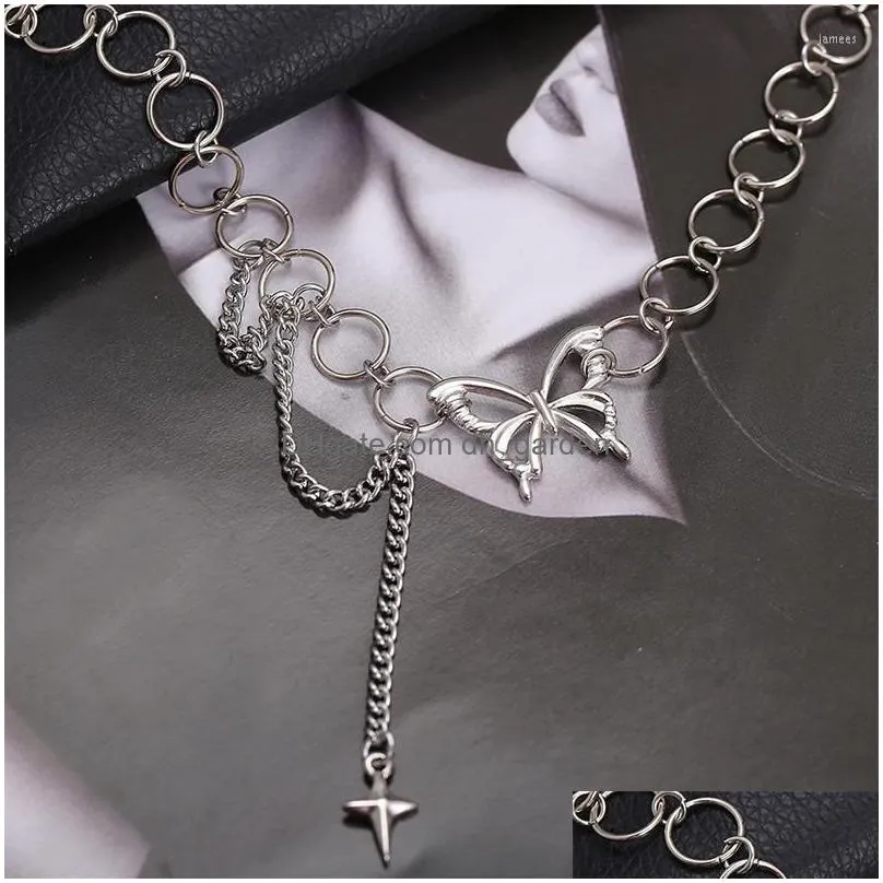 choker trendy moon star butterfly necklaces for women ladies silver color short circle chain chocker necklace jewelry collars