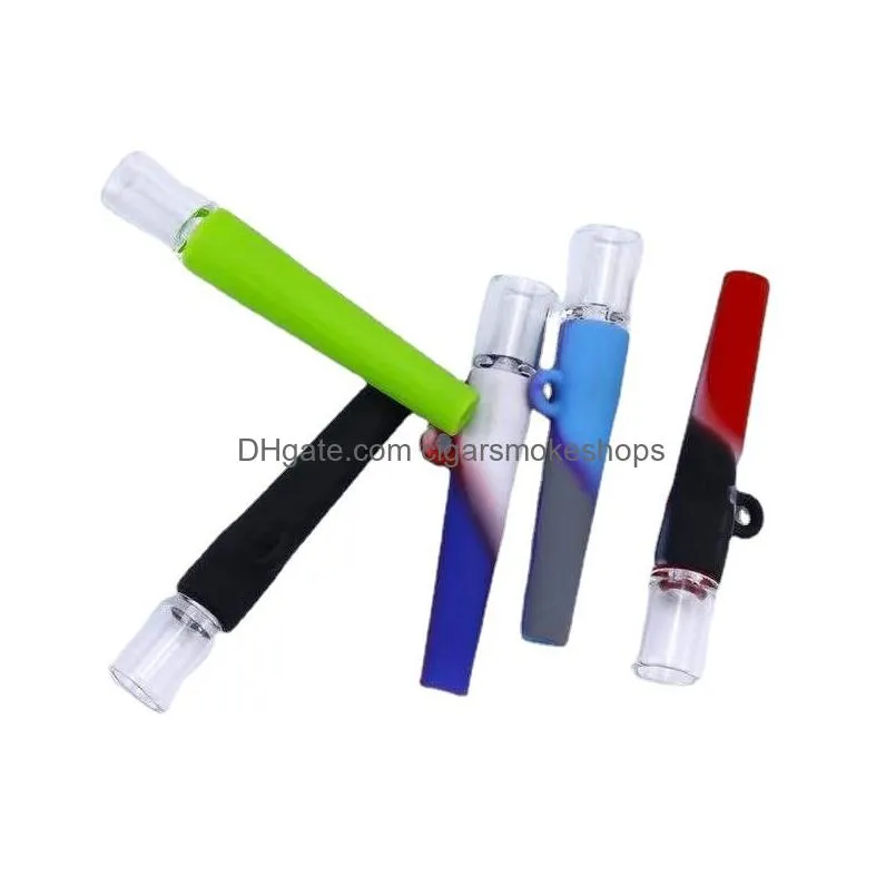 one hitter tobacco mini pipe portable glass water bongs dab rig silicone smoking pipes