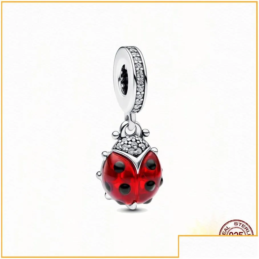 925 sterling silver pandora red ladybug charm beads suitable for primitive pandora bracelet womens jewelry gift