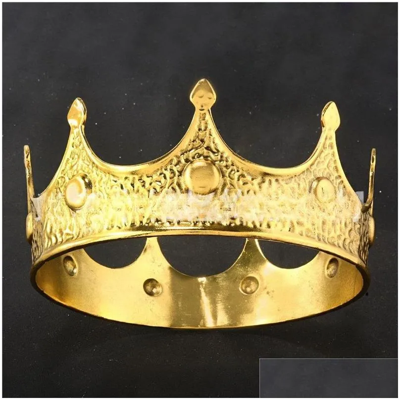 ts0314a european and american mens kings crown golden princes crown retro palace performance beauty pageant decoration queens birthday wear 